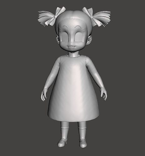 Marron 3d Model girl in dress 3D print model