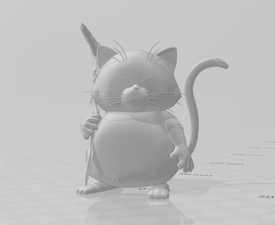 Korin 3D Model cat holding scythe 3D print model_2