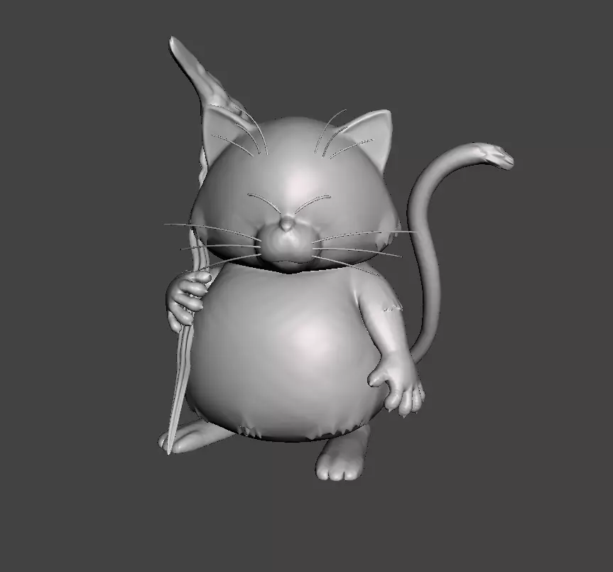 Korin 3D Model cat holding scythe 3D print model_0