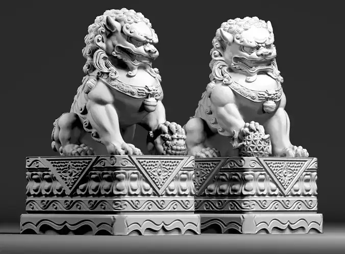 Imperial Guardian Lions - Lion Dogs - Fu Dogs - Chinese Lion 3D print model