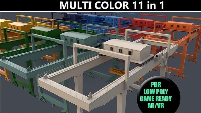 PBR Rail Mounted Gantry Crane RMG V1 - Multi color Pack 3D Model Collection