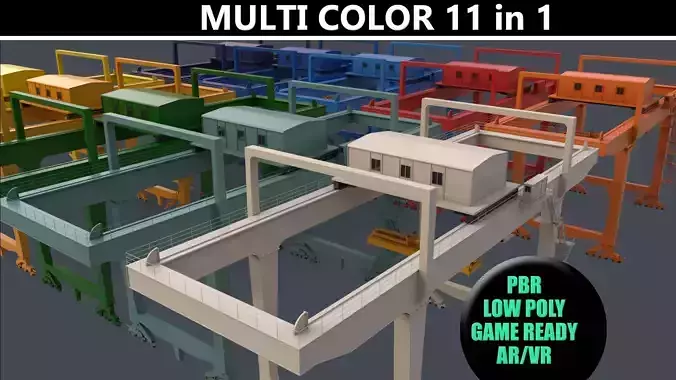 PBR Rail Mounted Gantry Crane RMG V1 - Multi color Pack 3D Model Collection