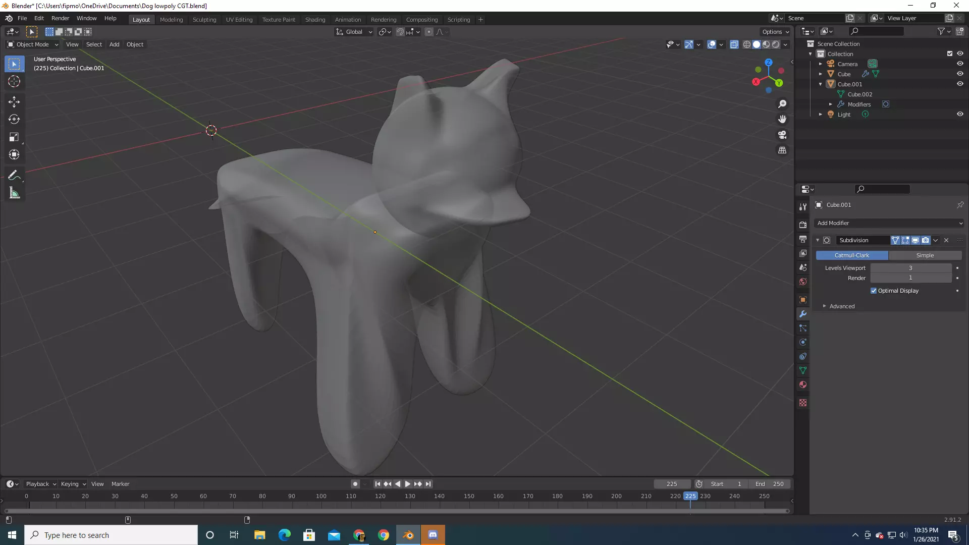 Semi low poly Dog model Low-poly 3D model_0