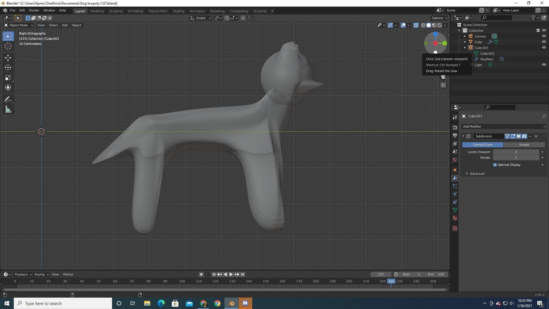 Semi low poly Dog model Low-poly 3D model_3