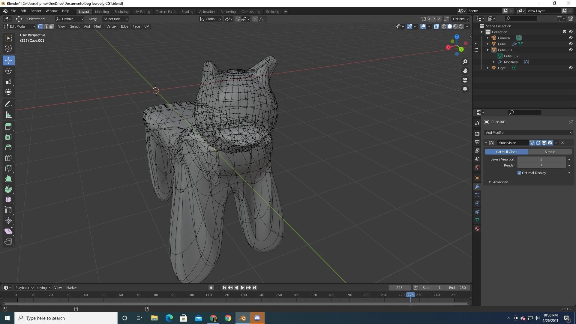 Semi low poly Dog model Low-poly 3D model_4