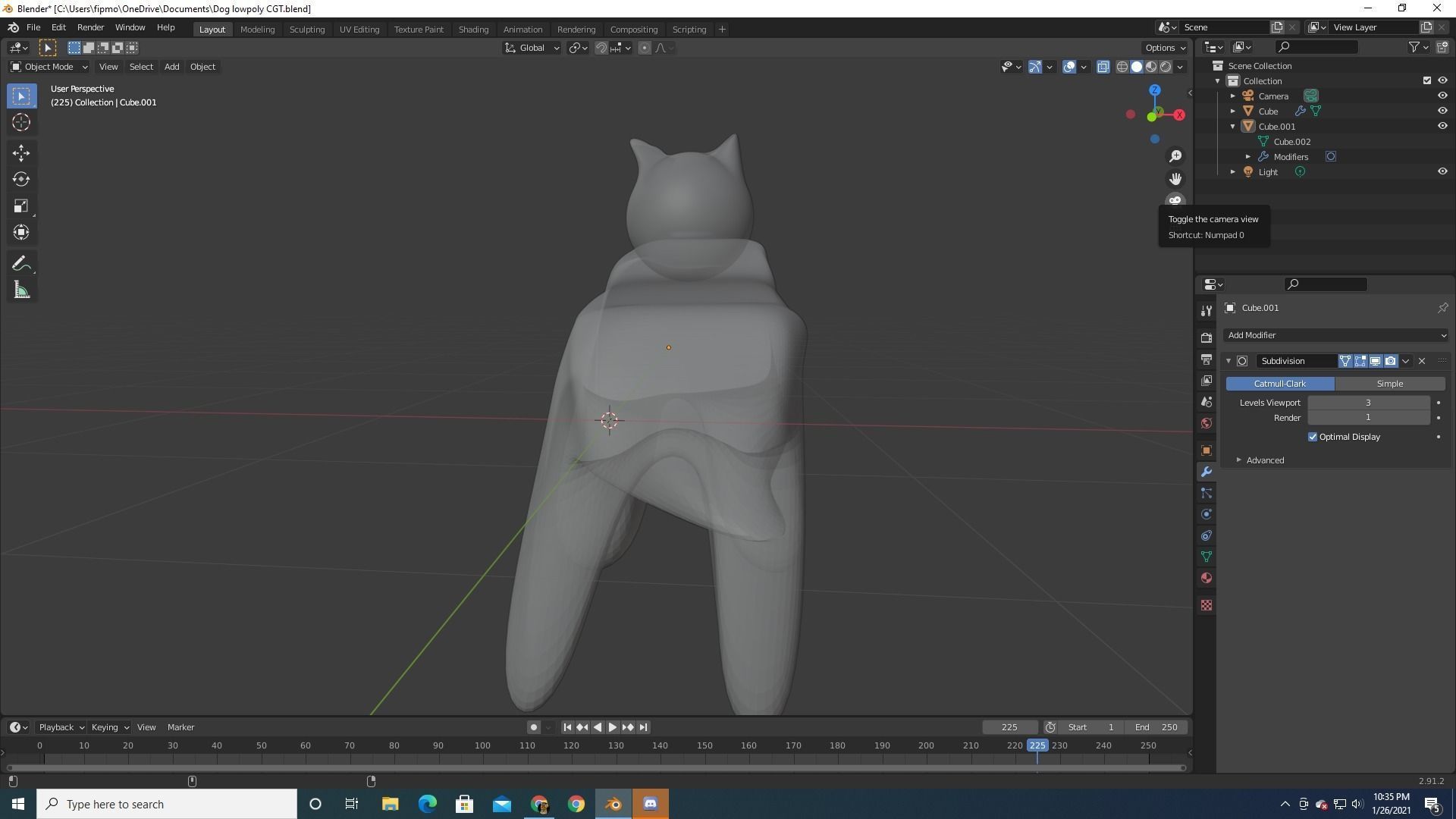 Semi low poly Dog model Low-poly 3D model_2