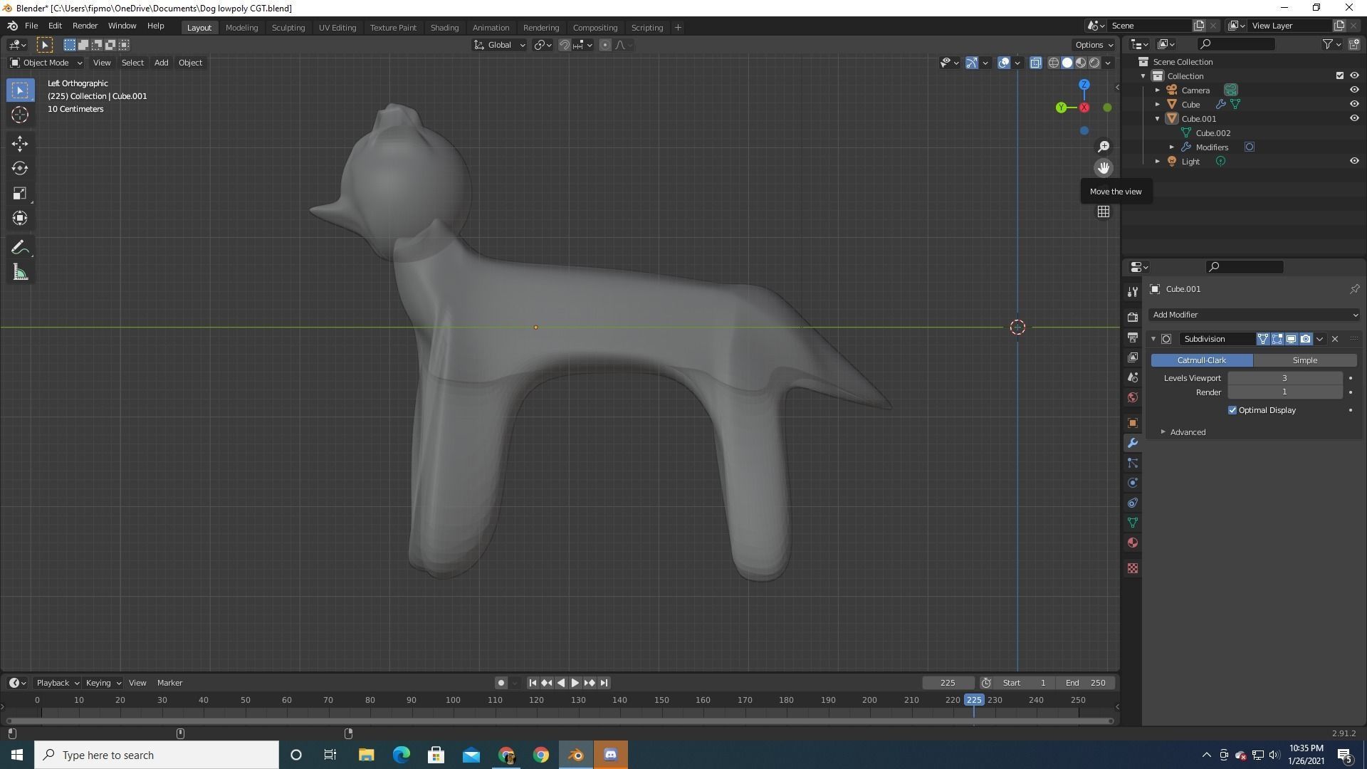 Semi low poly Dog model Low-poly 3D model_1