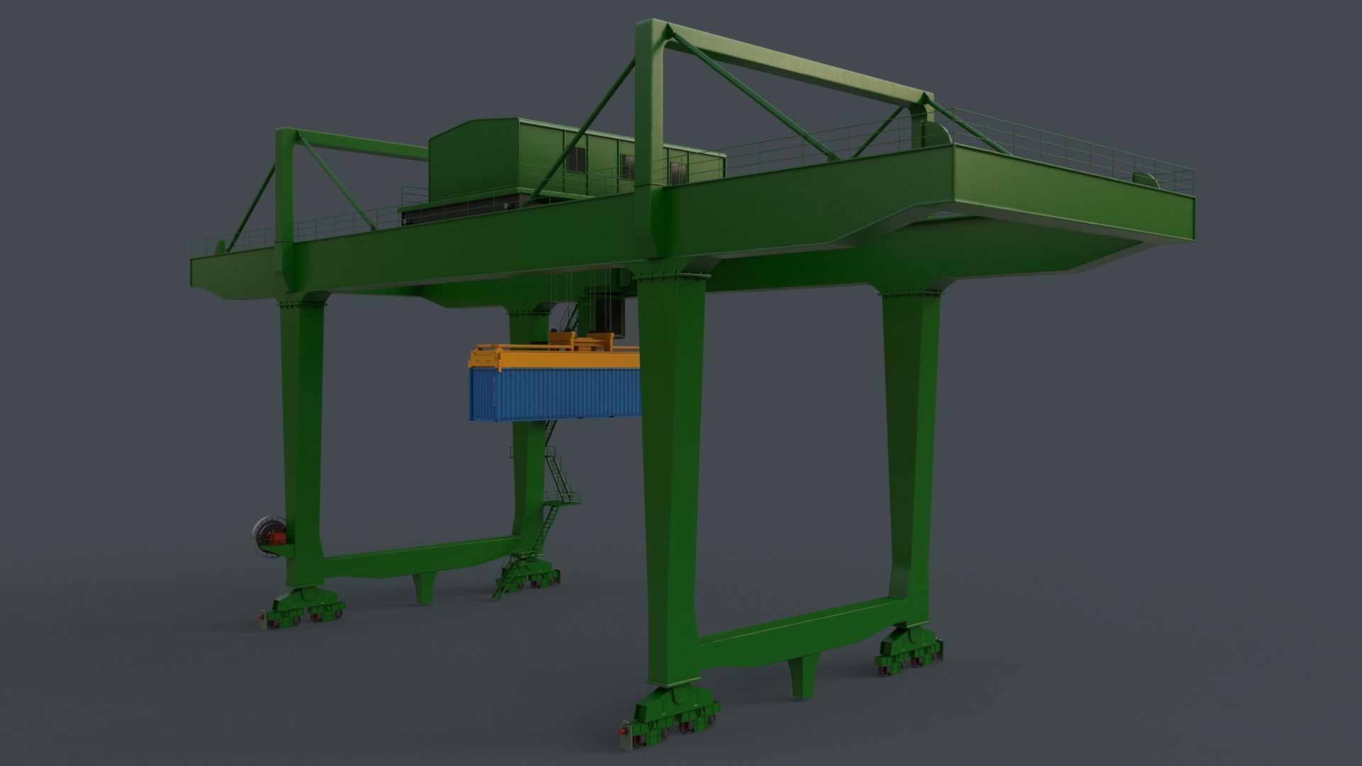 PBR Rail Mounted Gantry Crane RMG V2 - Multi color Pack 3D Model Collection_83