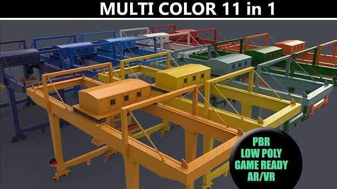 PBR Rail Mounted Gantry Crane RMG V2 - Multi color Pack  3D Model Collection