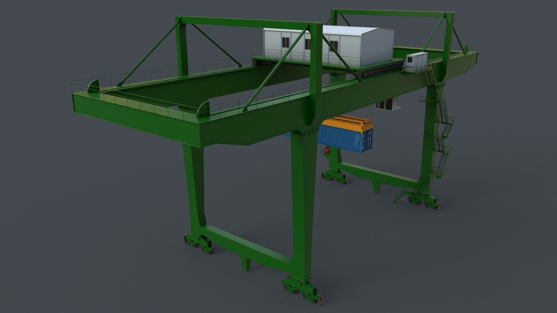 PBR Rail Mounted Gantry Crane RMG V2 - Multi color Pack 3D Model Collection_29