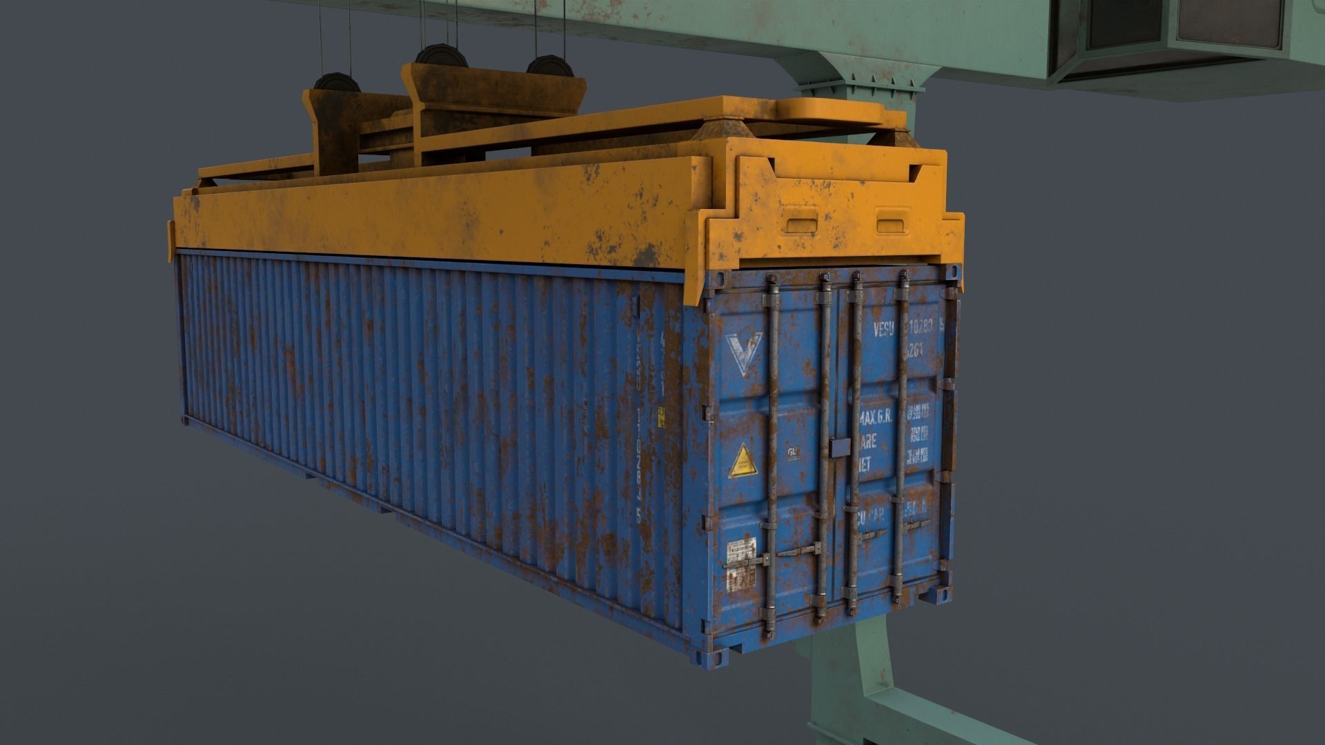 PBR Rail Mounted Gantry Crane RMG V2 - Multi color Pack 3D Model Collection_79