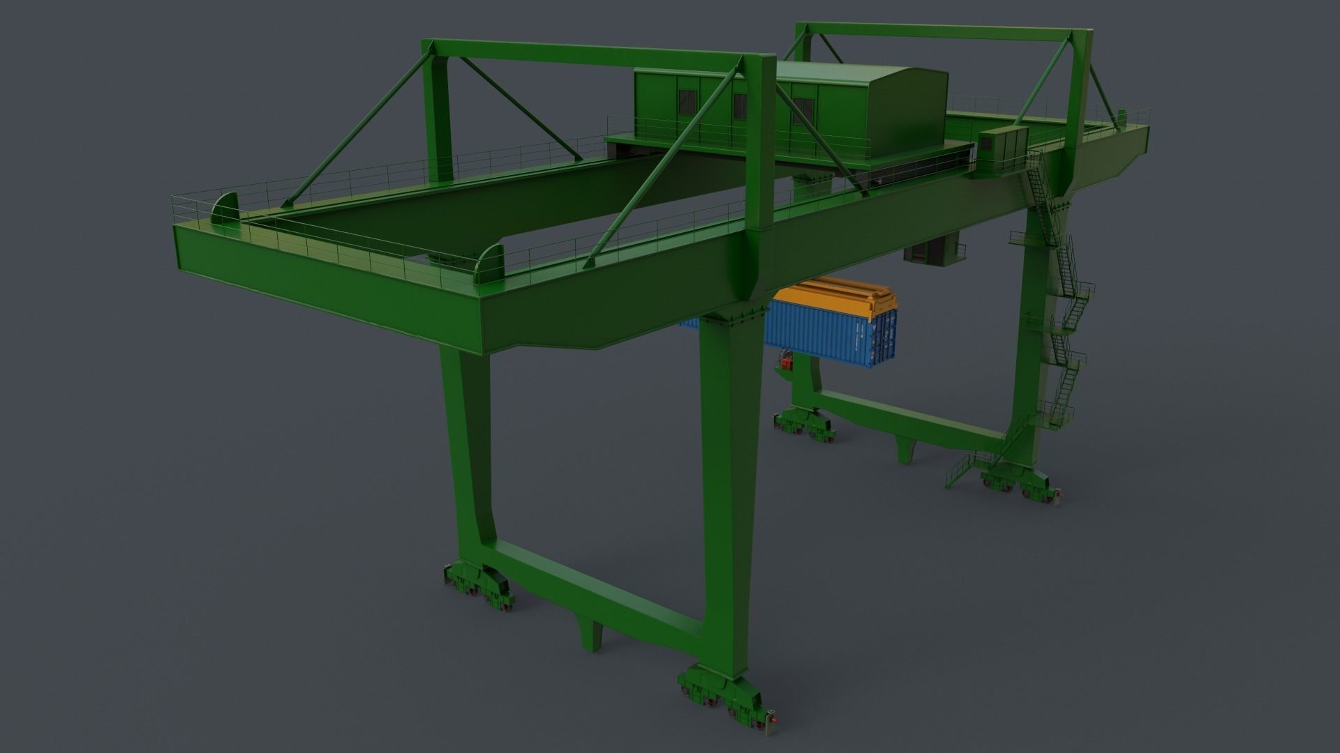 PBR Rail Mounted Gantry Crane RMG V2 - Multi color Pack 3D Model Collection_28