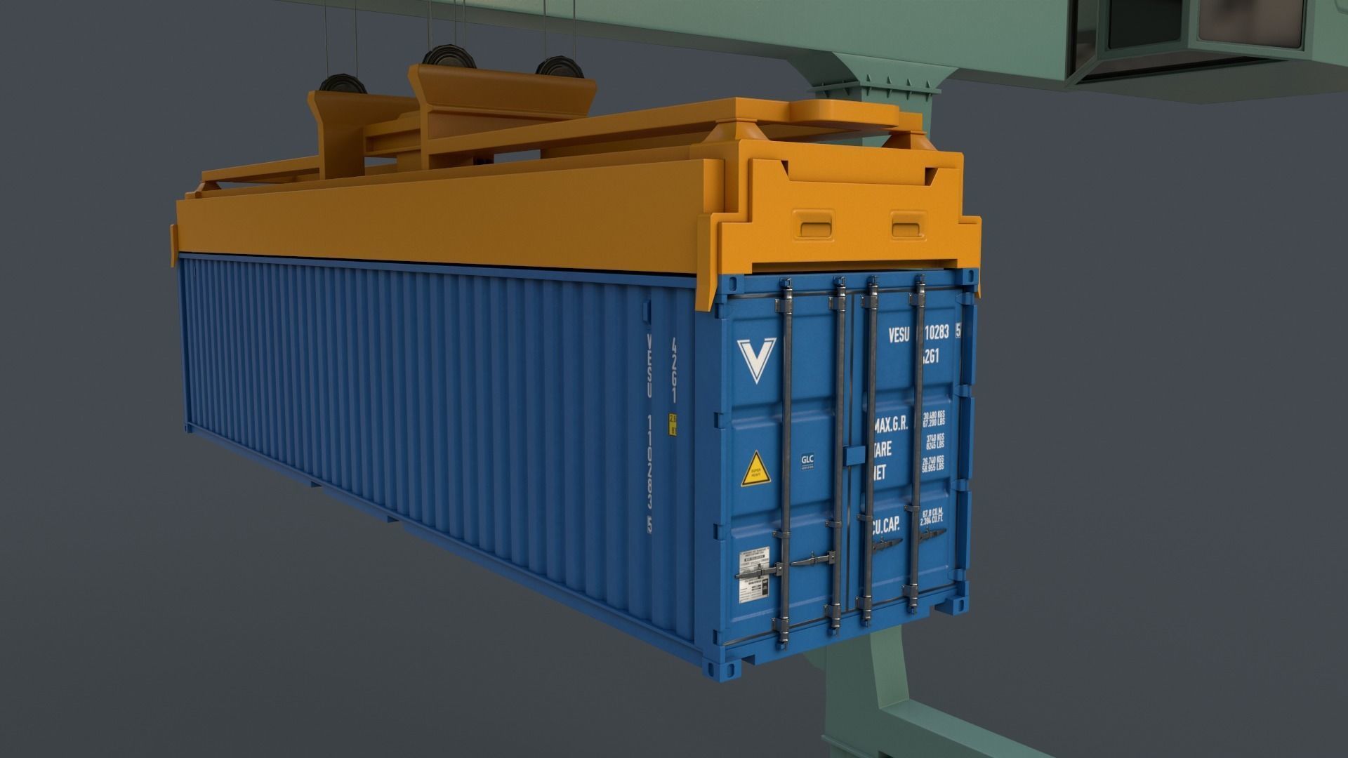 PBR Rail Mounted Gantry Crane RMG V2 - Multi color Pack 3D Model Collection_78