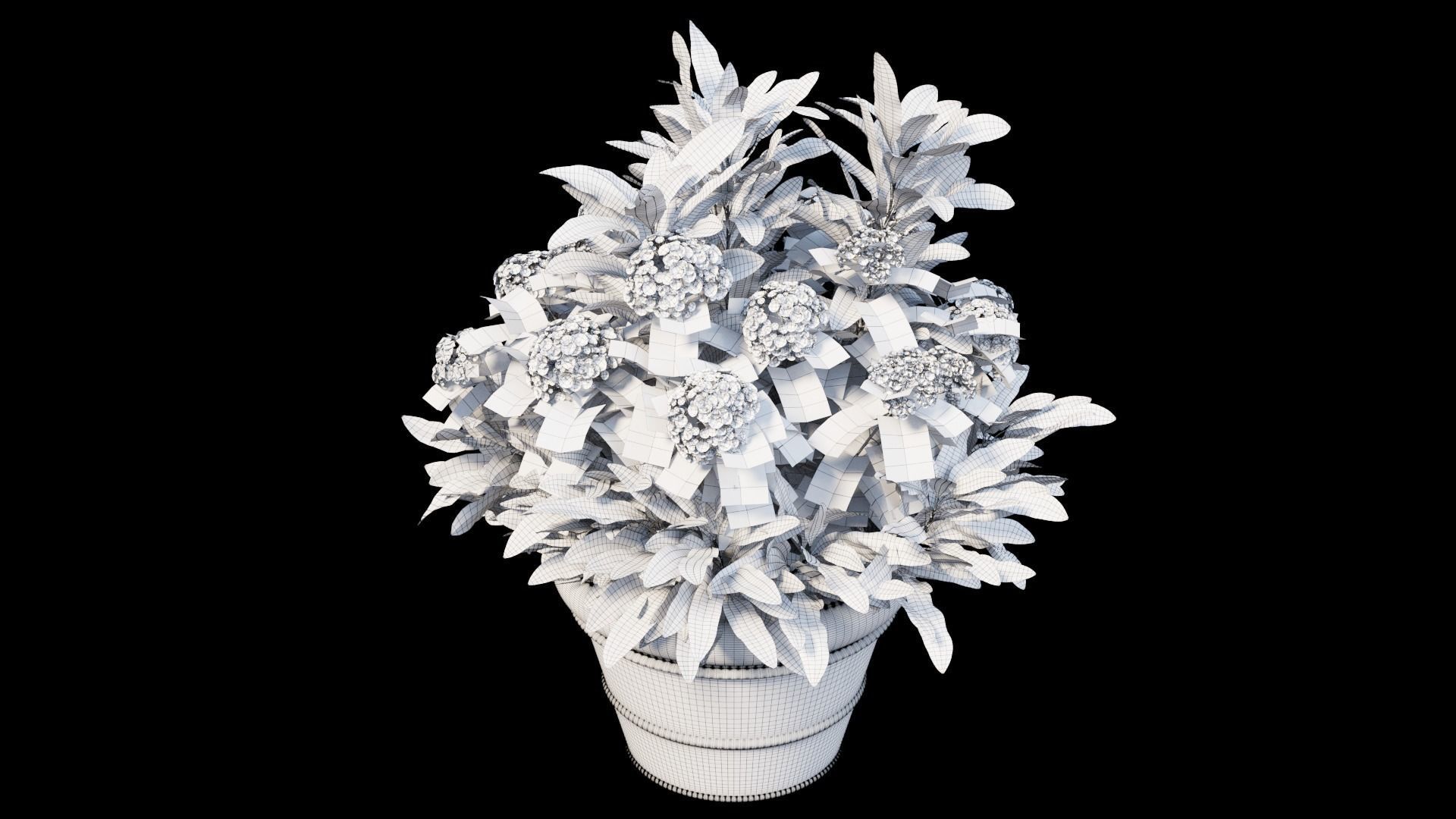 Hydrangea in planters set 07 3D model_10