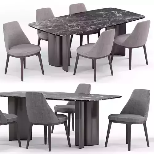 Lucylle dining chair and Gullwing table - Lema 3D model