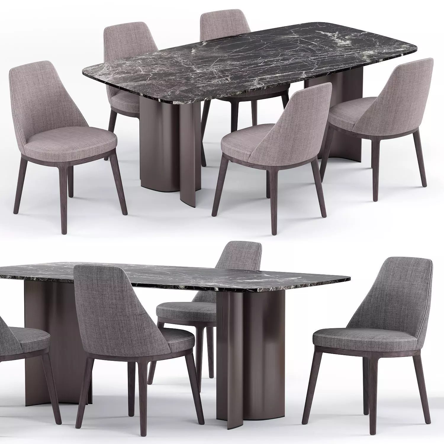 Lucylle dining chair and Gullwing table - Lema 3D model_0