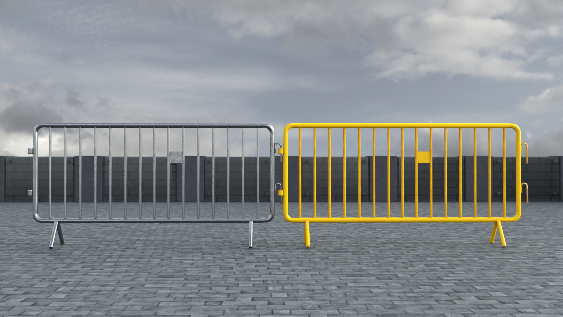 Road Safety Barrier Low-poly 3D model_5