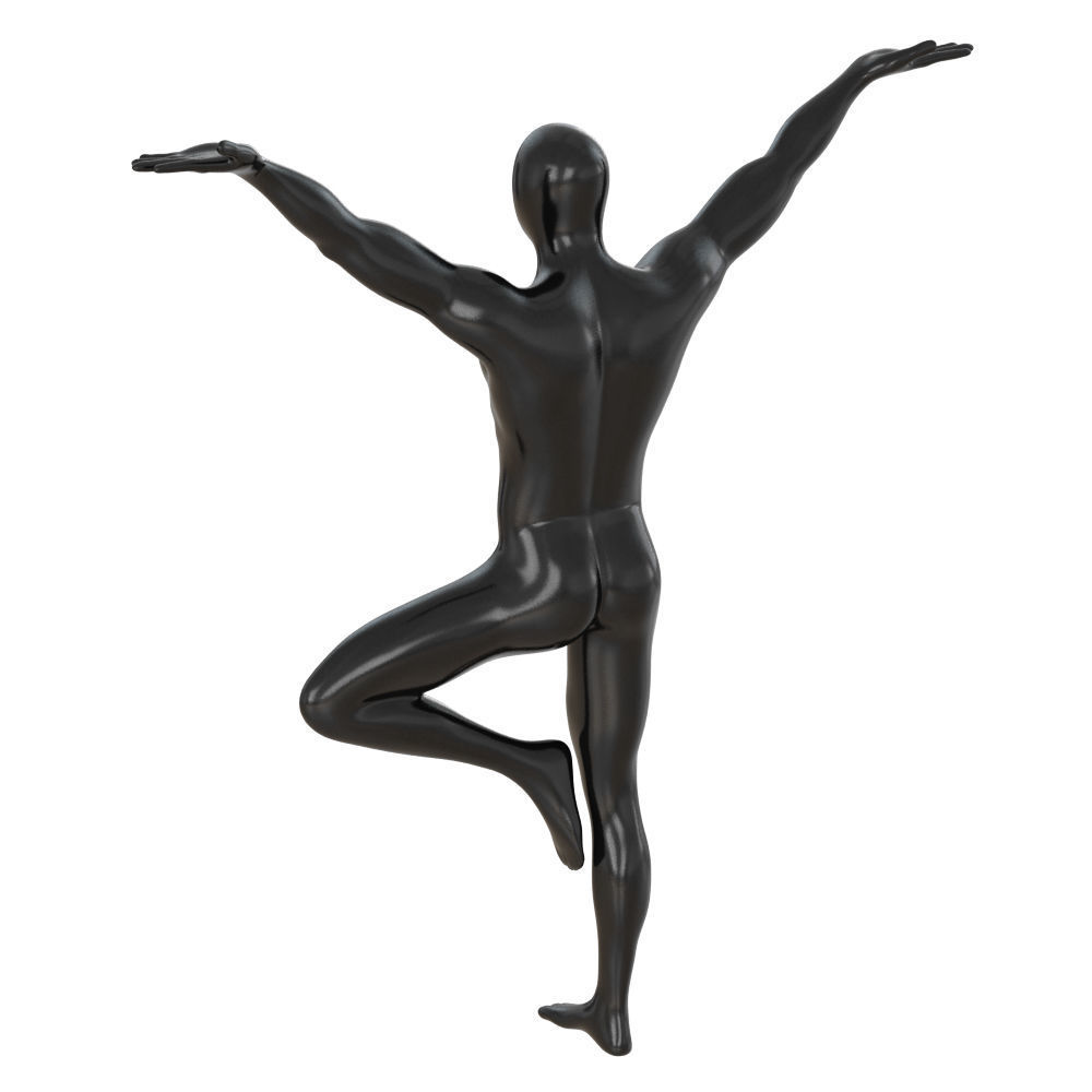 Male abstract mannequin stands in yoga pose 111 3D model_4