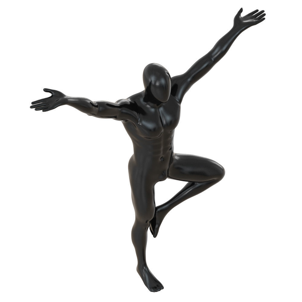 Male abstract mannequin stands in yoga pose 111 3D model_3