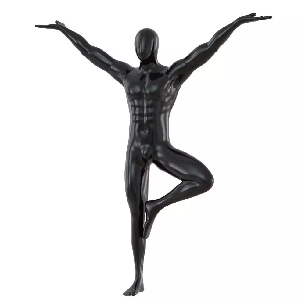 Male abstract mannequin stands in yoga pose 111 3D model_0