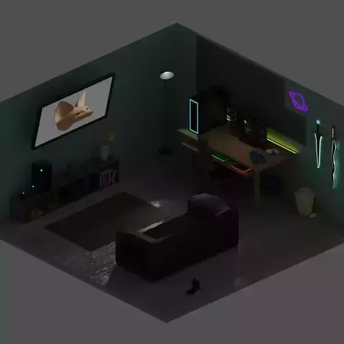 Isometric Room And BoxXS Low-poly 3D model