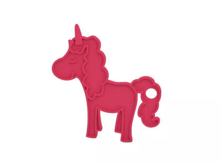 Keychain unicorn teether 3D print model_0