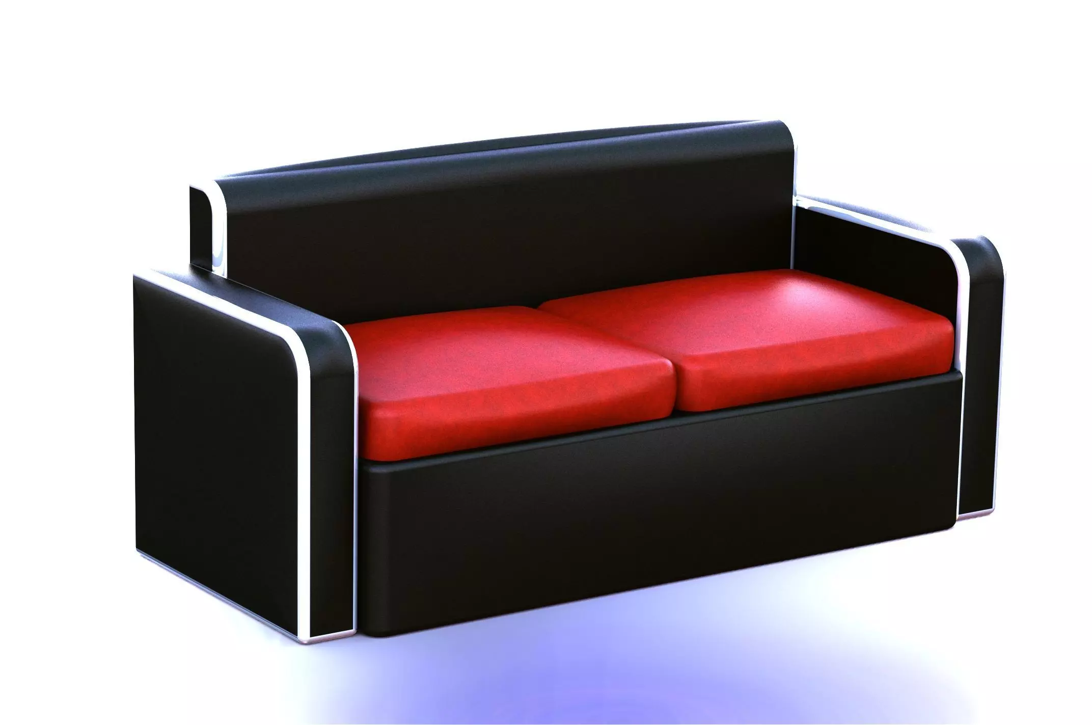 Minimalist Couch - Leather and steel Free 3D model