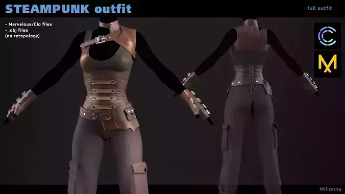 Steampunk outfit - Marvelous-Clo 3D projects obj