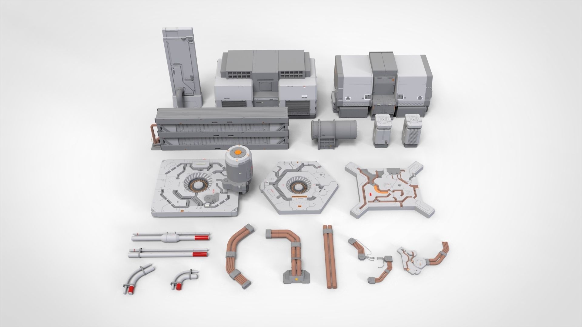 sci-fi Architecture kitbash 31 3D model_2