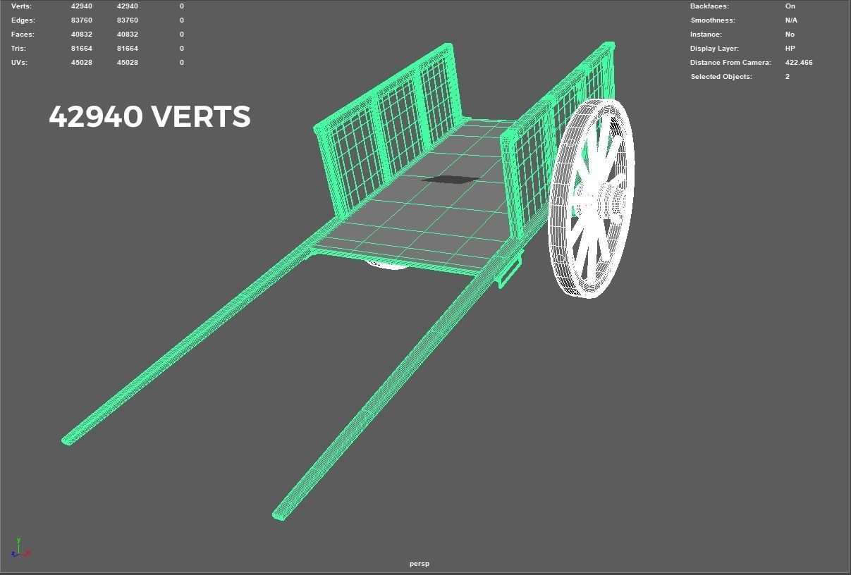 Farmer Cart Low-poly 3D model_7