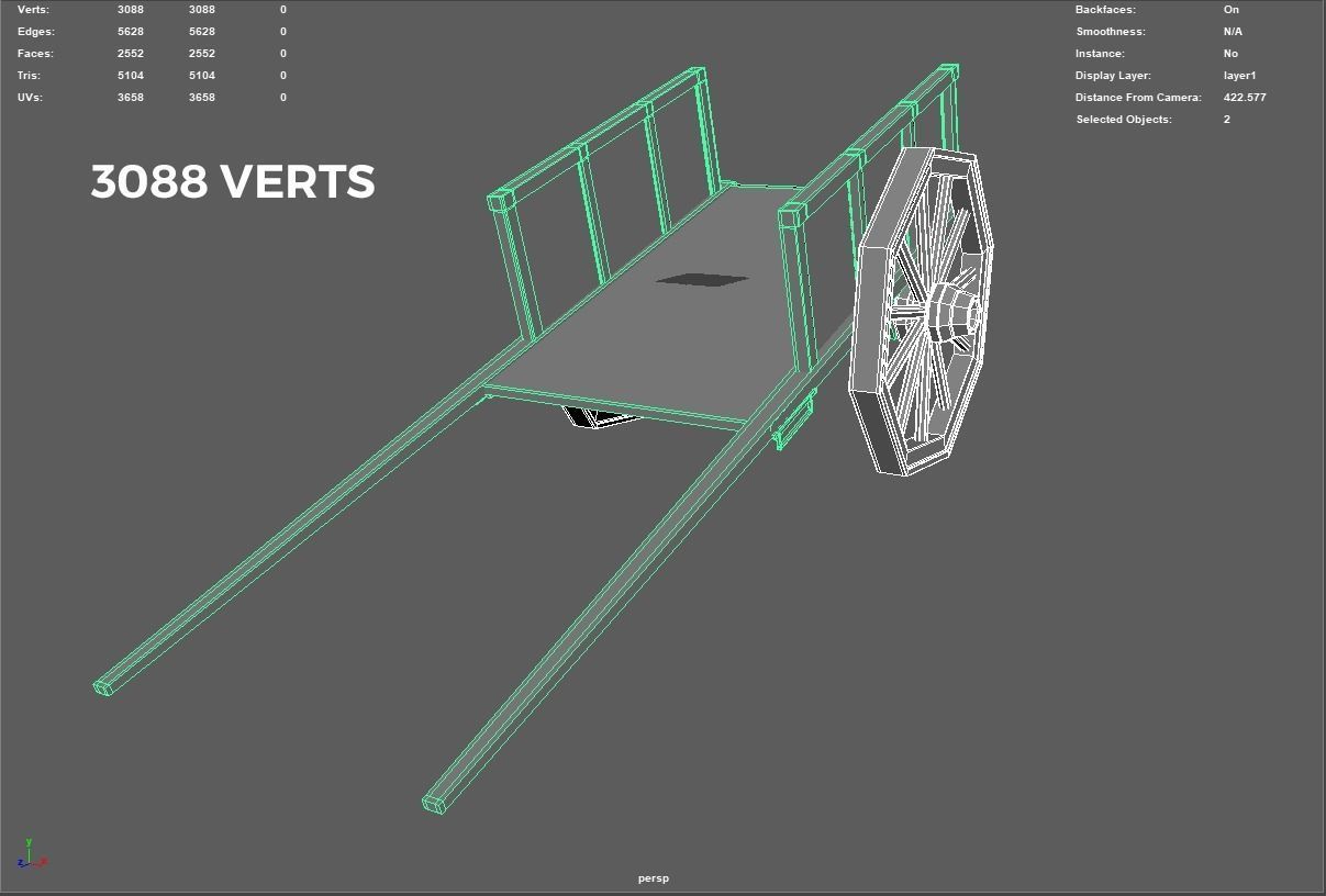 Farmer Cart Low-poly 3D model_6