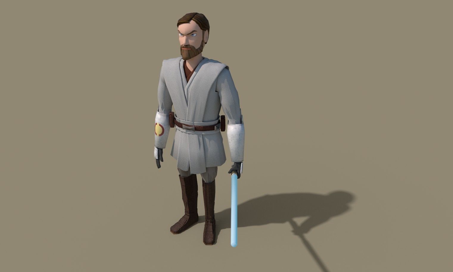 Obi Wan Kenobi from Clone Wars Low-poly 3D model_1