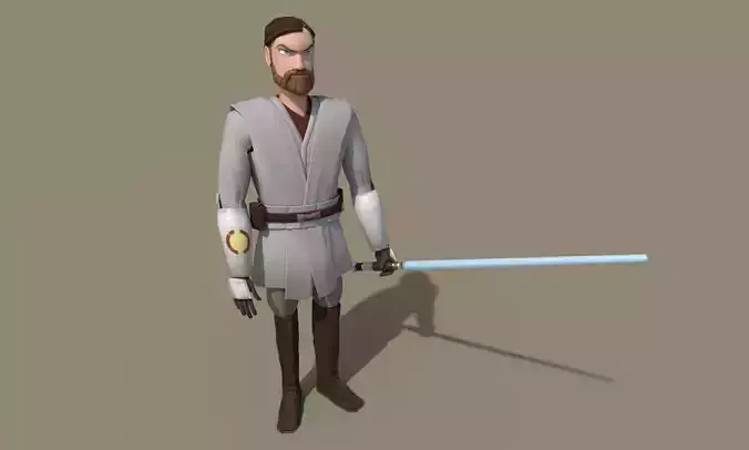 Obi Wan Kenobi from Clone Wars Low-poly 3D model