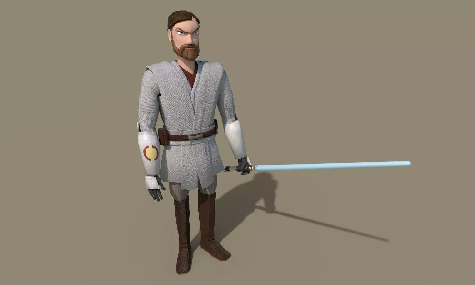 Obi Wan Kenobi from Clone Wars Low-poly 3D model_0