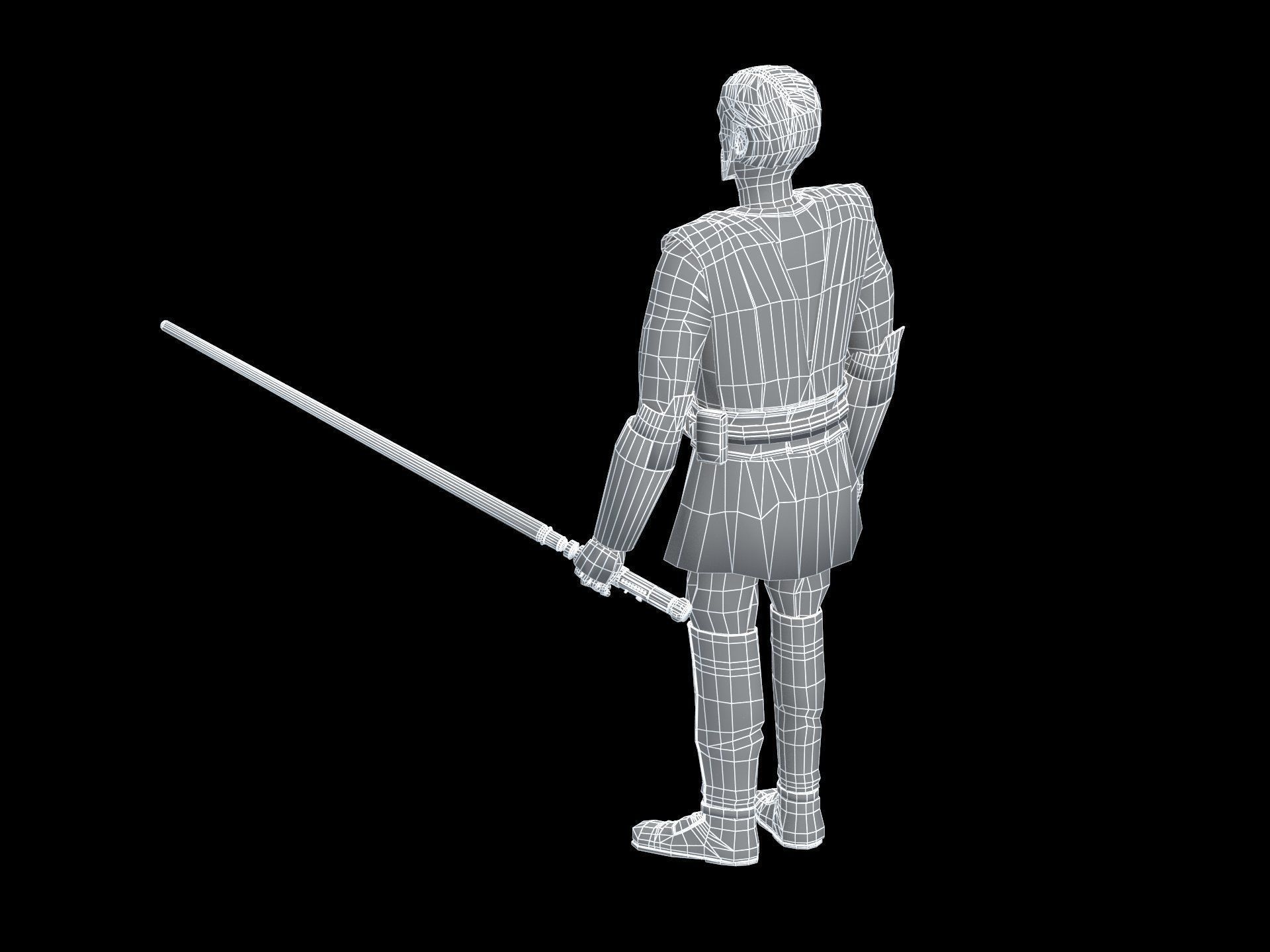 Obi Wan Kenobi from Clone Wars Low-poly 3D model_7