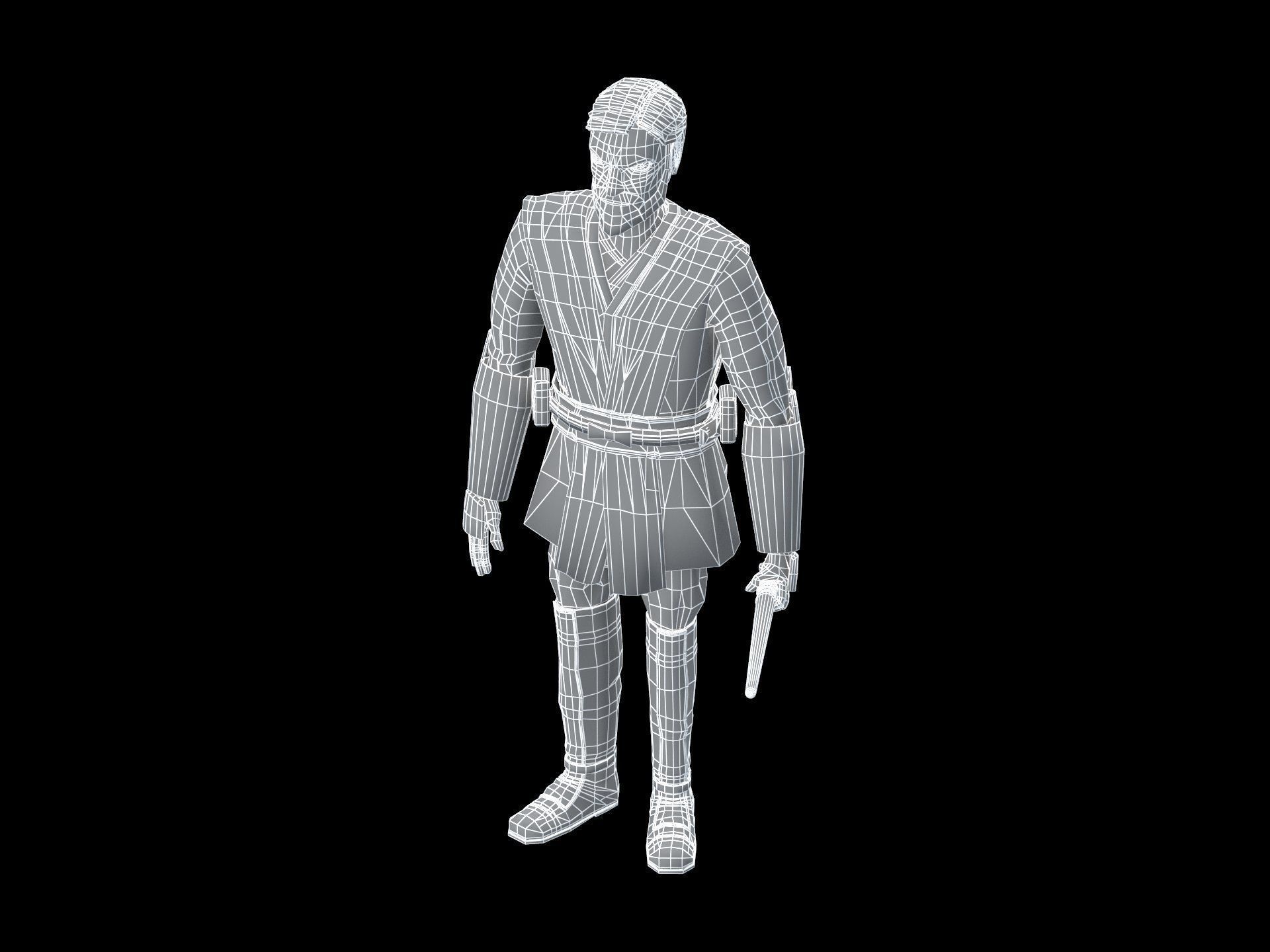 Obi Wan Kenobi from Clone Wars Low-poly 3D model_6