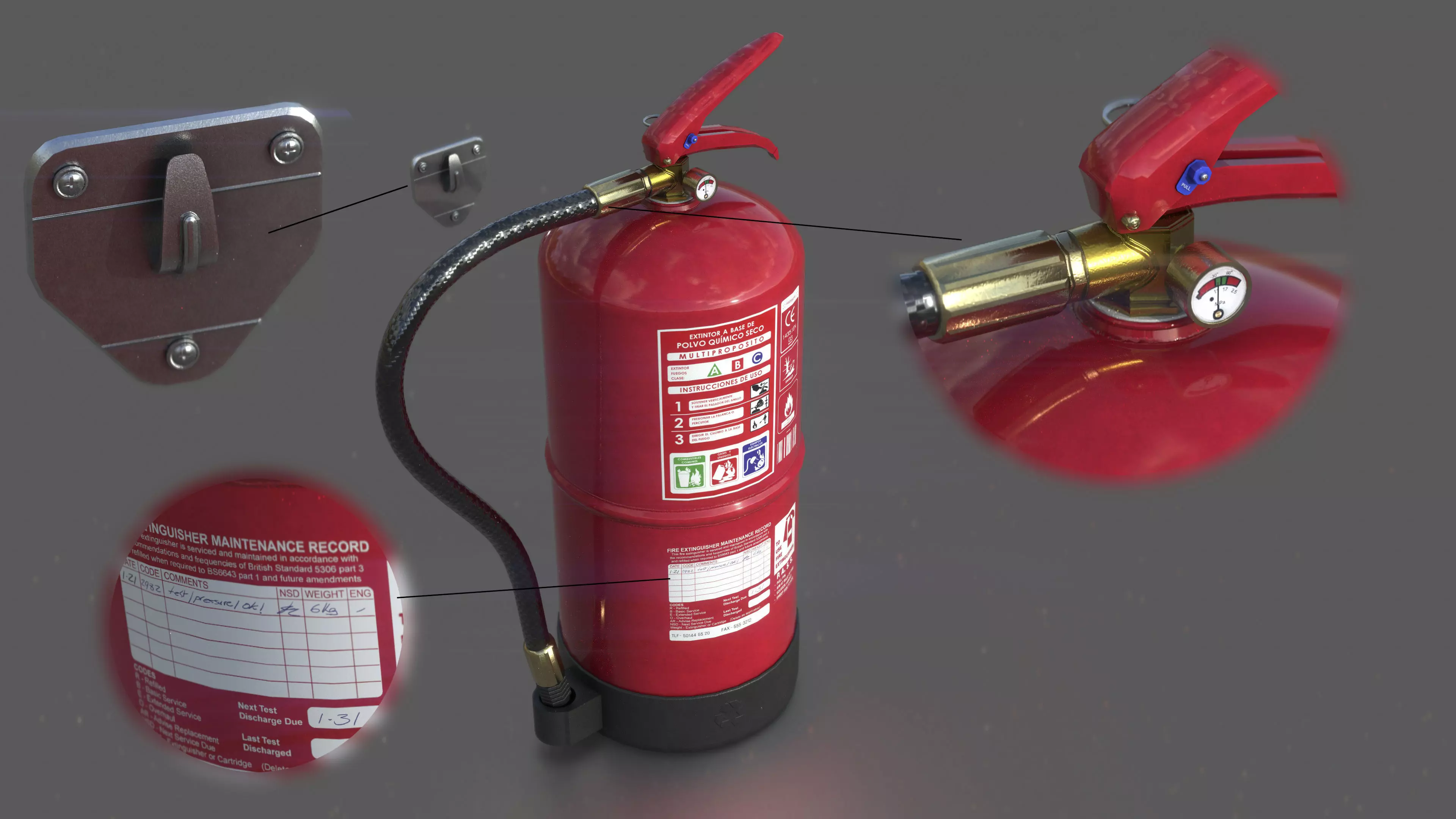 Extinguisher fire Low-poly 3D model