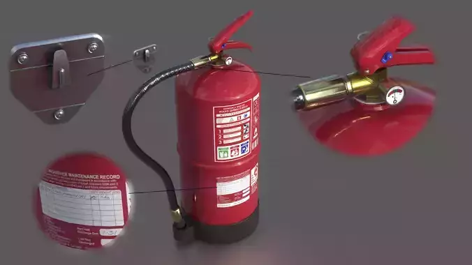 Extinguisher fire Low-poly 3D model
