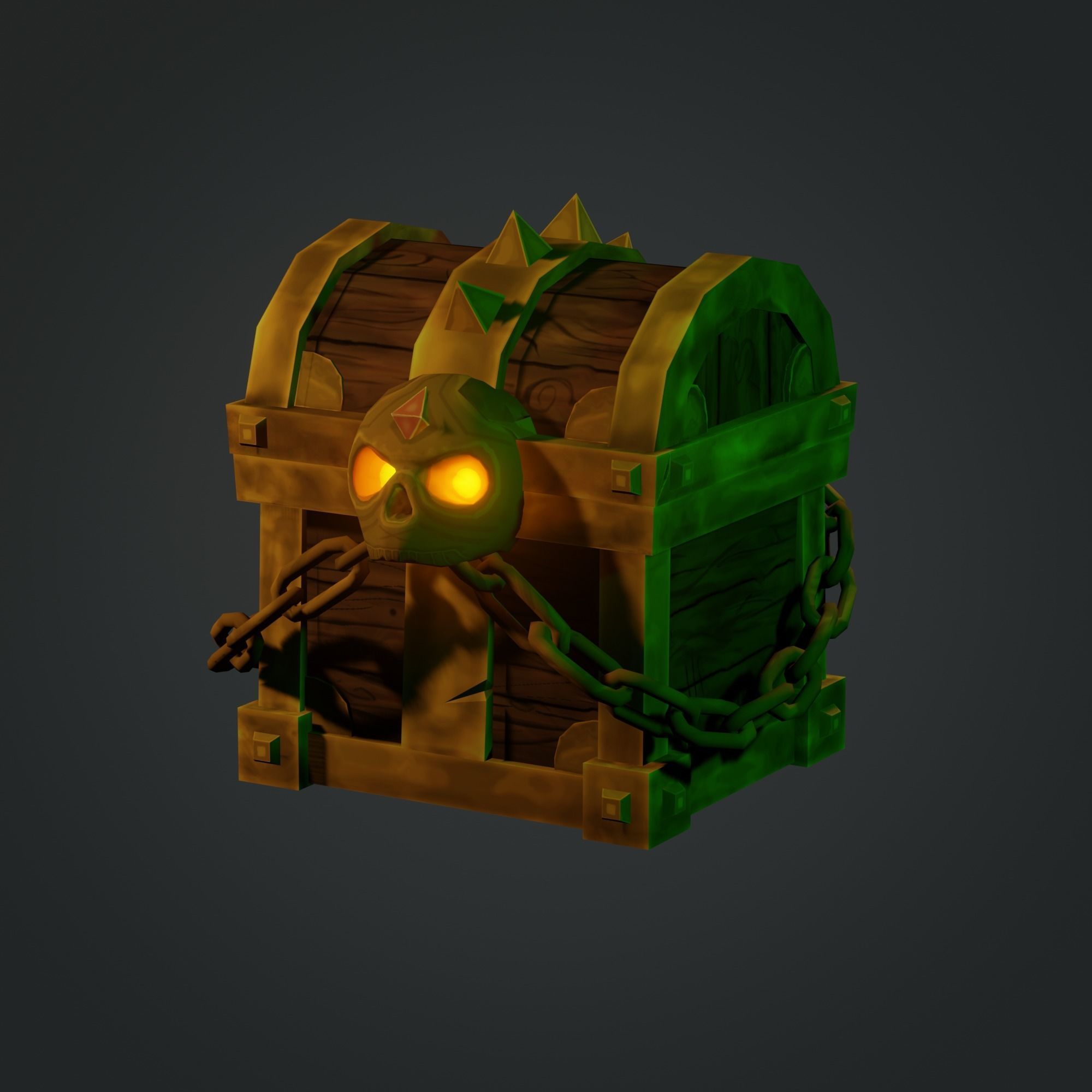 Treasure Chest  Low-poly 3D model_2