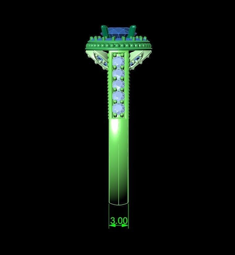 Engagement Ring Halo Diamonds 3D CAD Design-O1168PT3D 3D print model_18