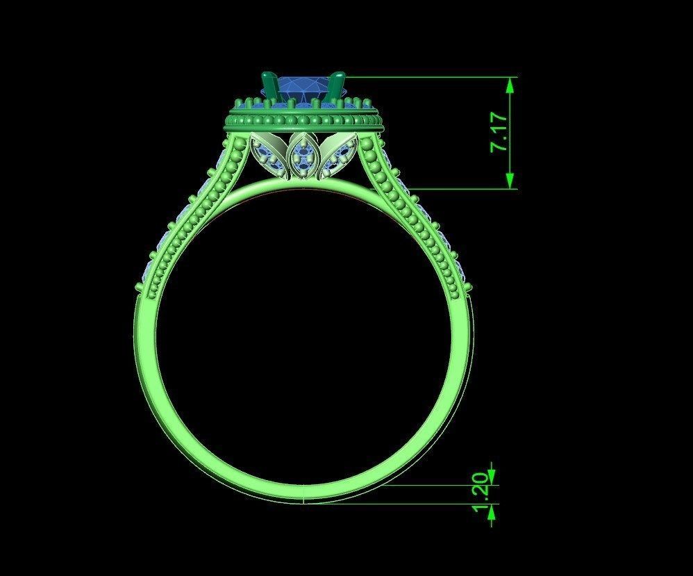 Engagement Ring Halo Diamonds 3D CAD Design-O1168PT3D 3D print model_17