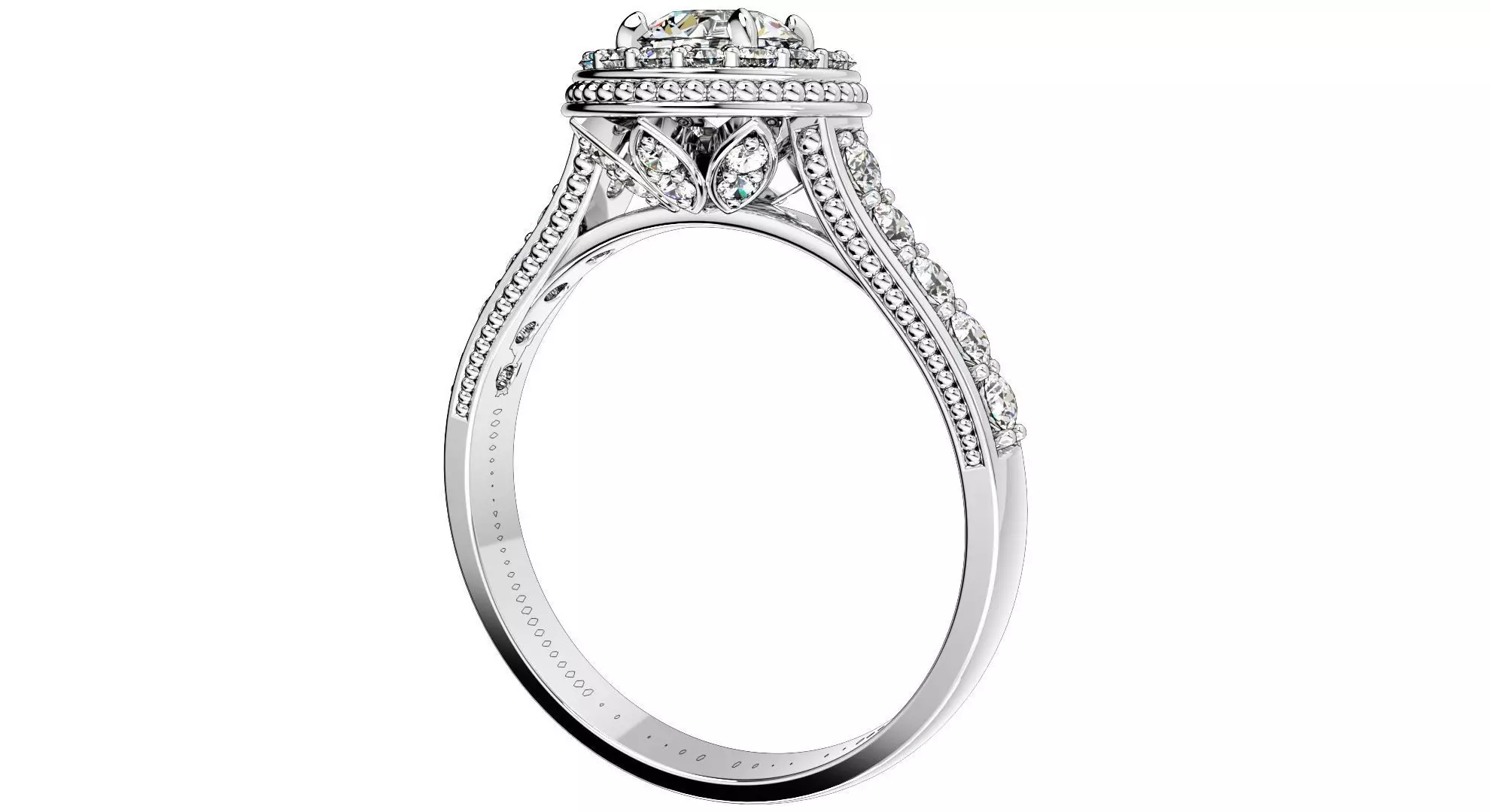 Engagement Ring Halo Diamonds 3D CAD Design-O1168PT3D 3D print model_0