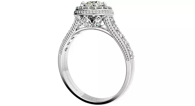 Engagement Ring Halo Diamonds 3D CAD Design-O1168PT3D 3D print model