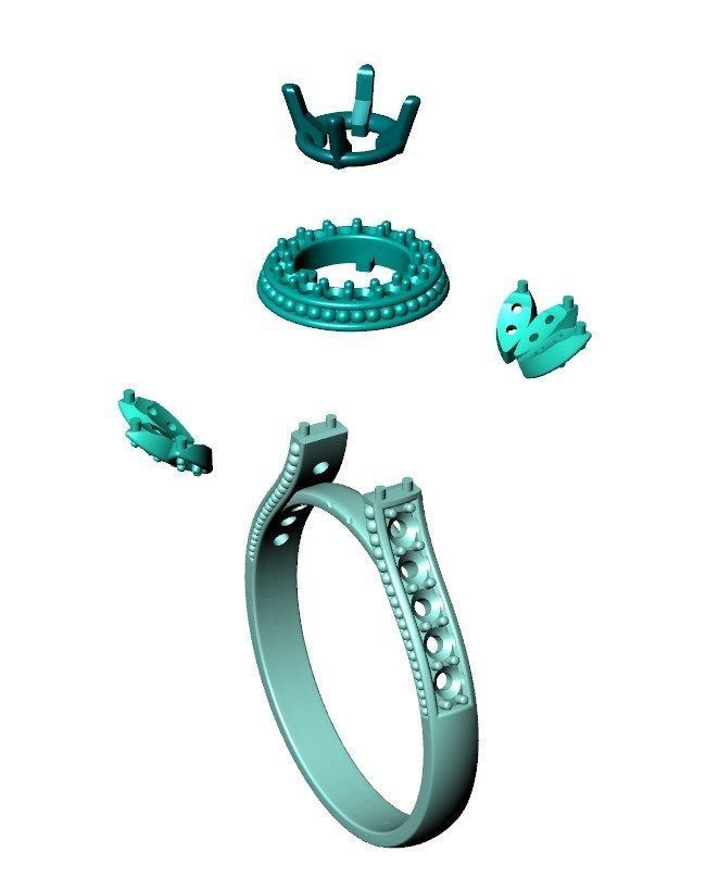 Engagement Ring Halo Diamonds 3D CAD Design-O1168PT3D 3D print model_16