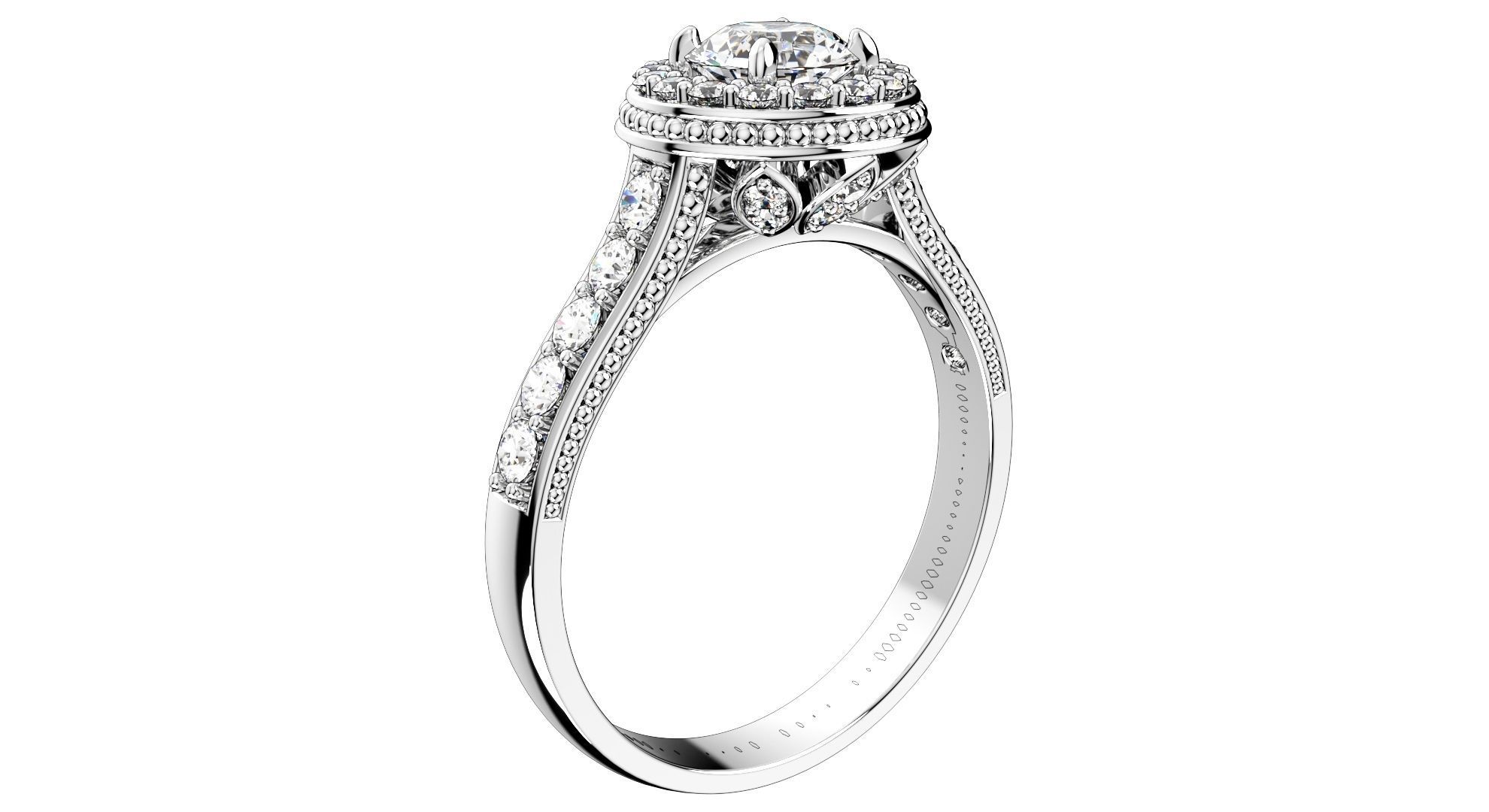 Engagement Ring Halo Diamonds 3D CAD Design-O1168PT3D 3D print model_2