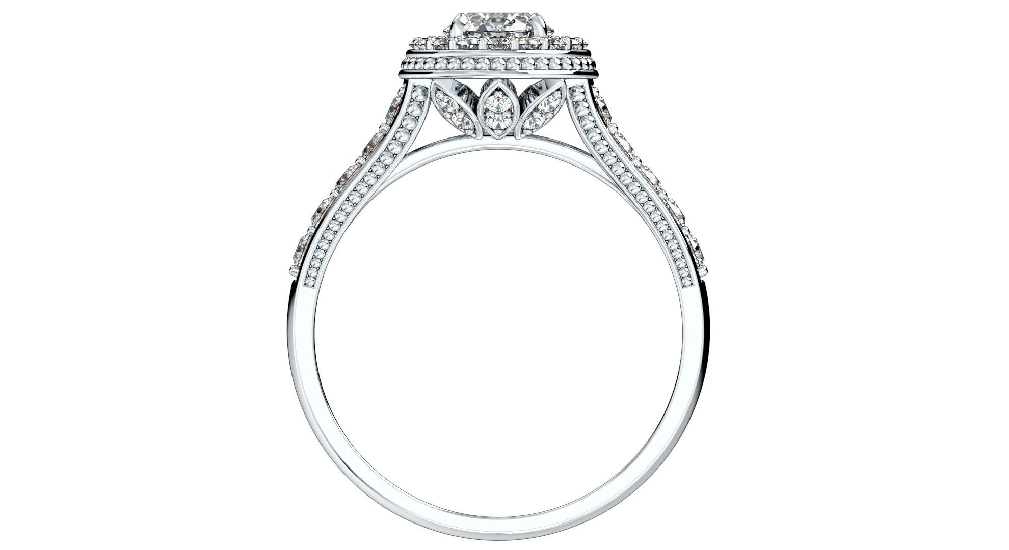 Engagement Ring Halo Diamonds 3D CAD Design-O1168PT3D 3D print model_4