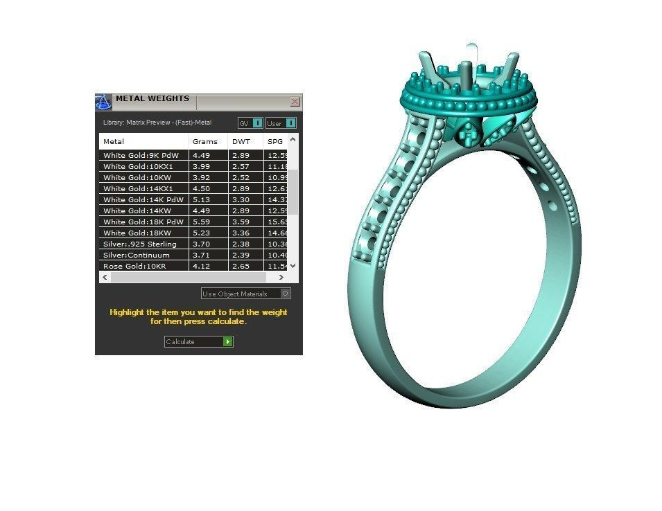 Engagement Ring Halo Diamonds 3D CAD Design-O1168PT3D 3D print model_13