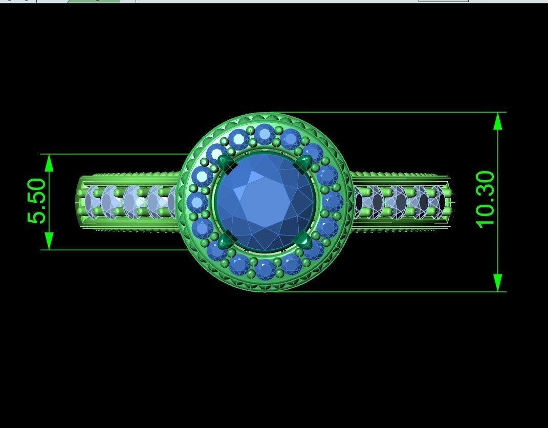 Engagement Ring Halo Diamonds 3D CAD Design-O1168PT3D 3D print model_19