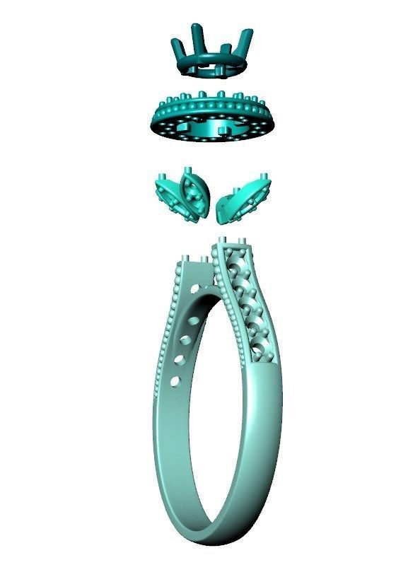 Engagement Ring Halo Diamonds 3D CAD Design-O1168PT3D 3D print model_15