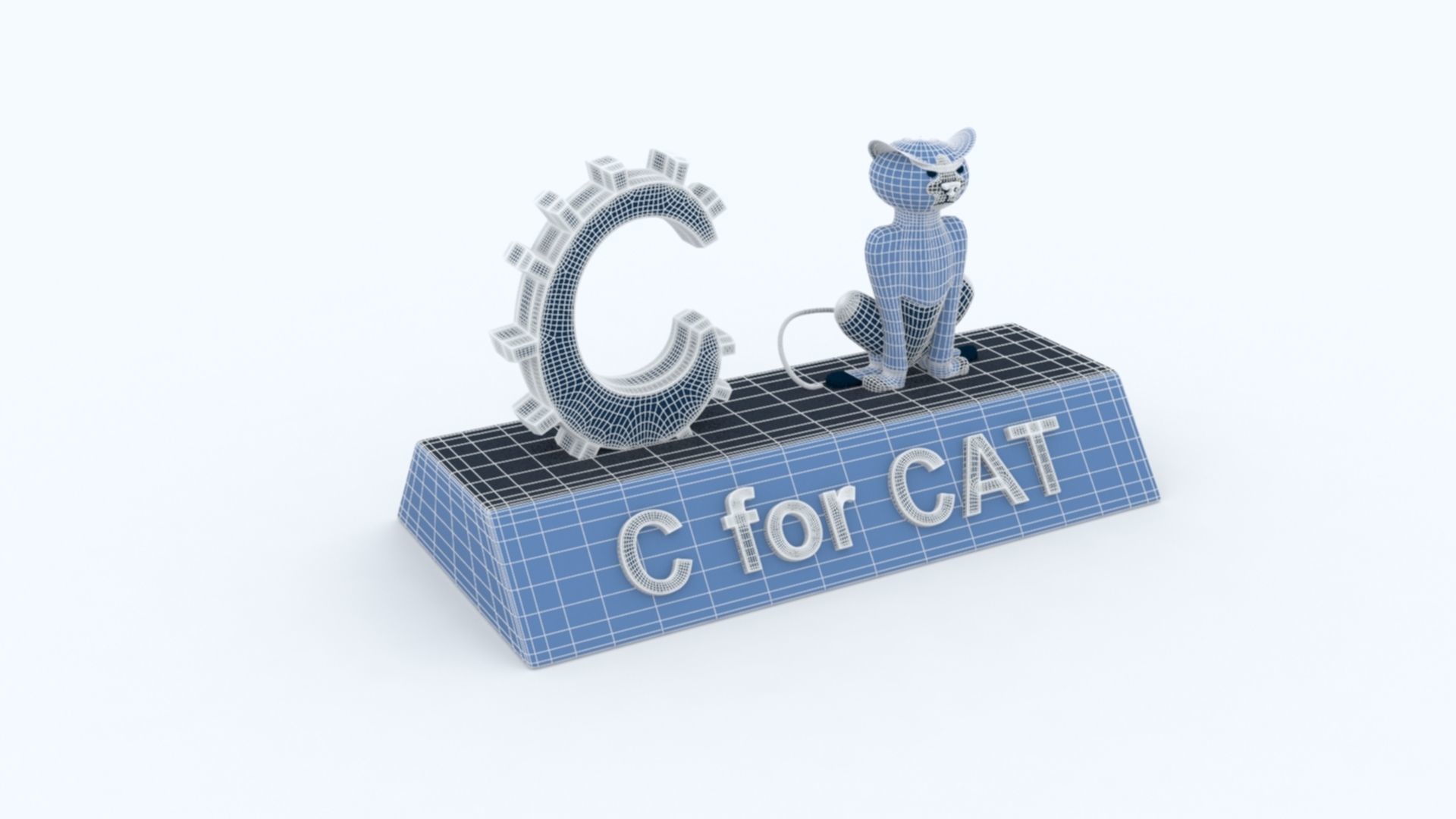 C for Cat Model 3D print model_7